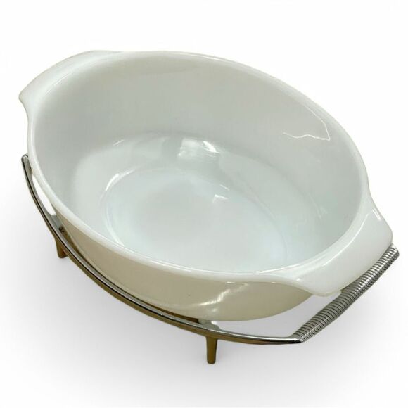 Vintage Anchor Hocking FireKing Corningware Casserole Saucepan Cradle 2 Piece - Picture 3 of 16